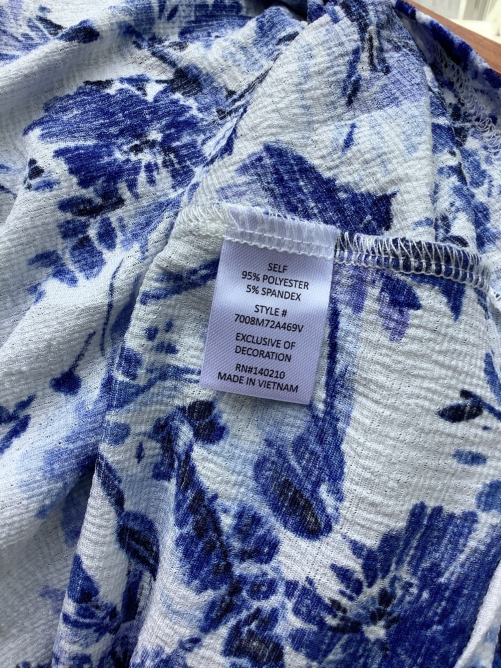 EUC Joie de Vivre Blue White Tie Waist Blouse XL - Picture 8 of 8